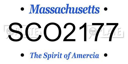 SCO2177 Massachusetts License Plate