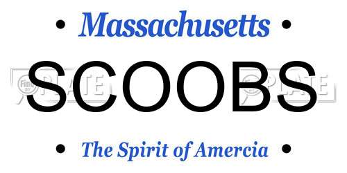 SCOOBS Massachusetts License Plate