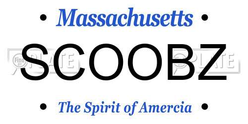 SCOOBZ Massachusetts License Plate