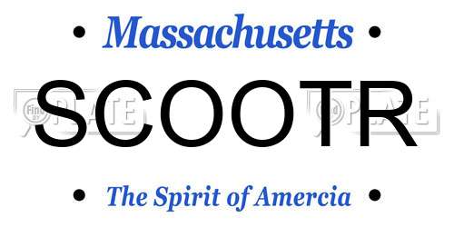 SCOOTR Massachusetts License Plate