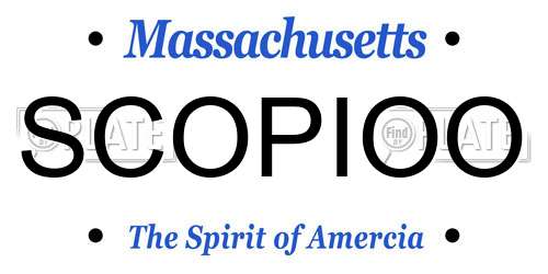 SCOPIOO Massachusetts License Plate