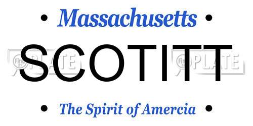 SCOTITT Massachusetts License Plate