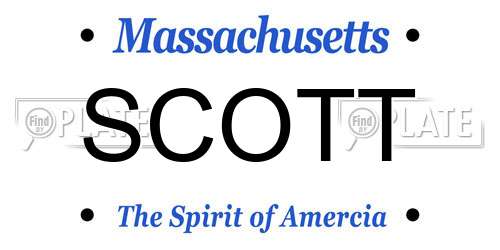 SCOTT Massachusetts License Plate
