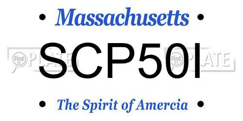 SCP50I Massachusetts License Plate