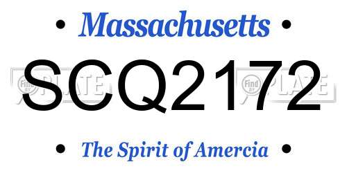 SCQ2172 Massachusetts License Plate
