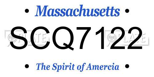 SCQ7122 Massachusetts License Plate
