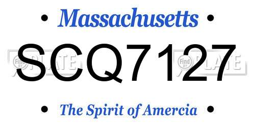 SCQ7127 Massachusetts License Plate