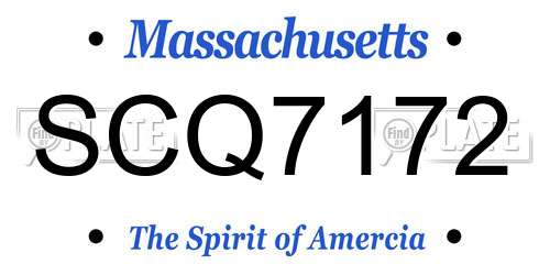 SCQ7172 Massachusetts License Plate