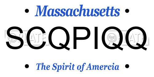 SCQPIQQ Massachusetts License Plate