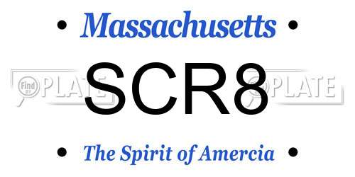 SCR8 Massachusetts License Plate