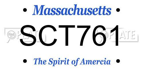 SCT761 Massachusetts License Plate