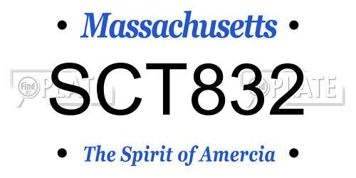 SCT832 Massachusetts License Plate