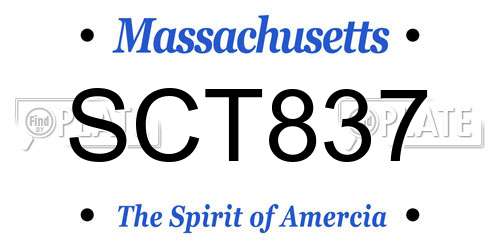 SCT837 Massachusetts License Plate