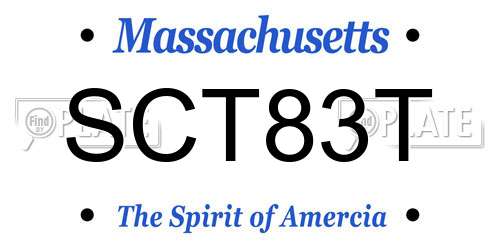SCT83T Massachusetts License Plate