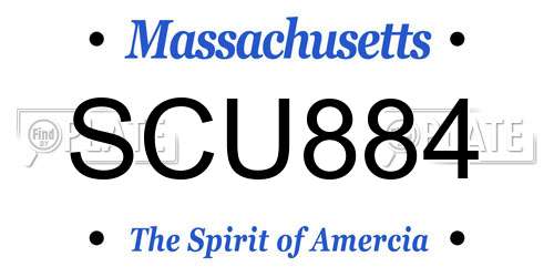 SCU884 Massachusetts License Plate
