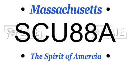SCU88A Massachusetts License Plate