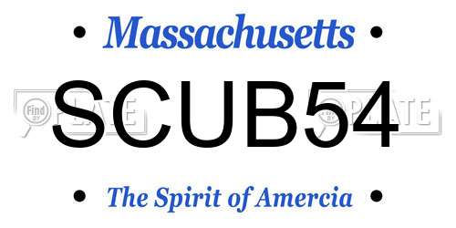 SCUB54 Massachusetts License Plate