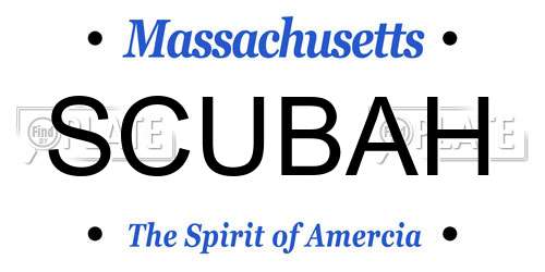 SCUBAH Massachusetts License Plate