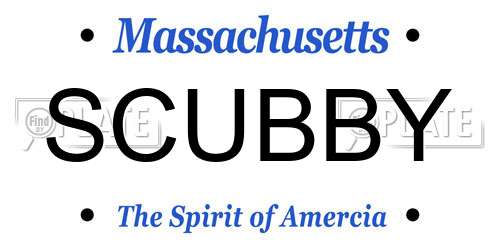 SCUBBY Massachusetts License Plate