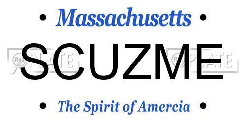SCUZME Massachusetts License Plate