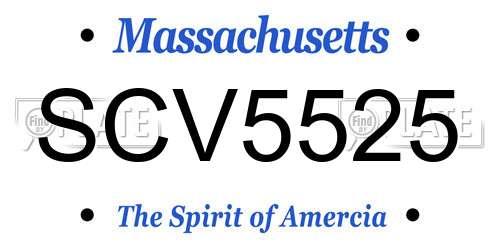 SCV5525 Massachusetts License Plate