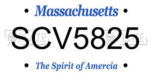 SCV5825 Massachusetts License Plate