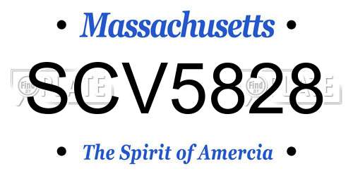 SCV5828 Massachusetts License Plate