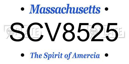 SCV8525 Massachusetts License Plate