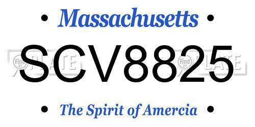 SCV8825 Massachusetts License Plate