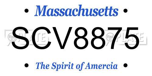 SCV8875 Massachusetts License Plate