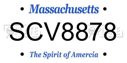 SCV8878 Massachusetts License Plate
