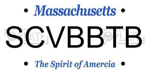 SCVBBTB Massachusetts License Plate