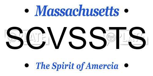 SCVSSTS Massachusetts License Plate