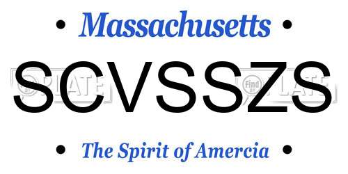 SCVSSZS Massachusetts License Plate