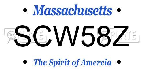 SCW58Z Massachusetts License Plate