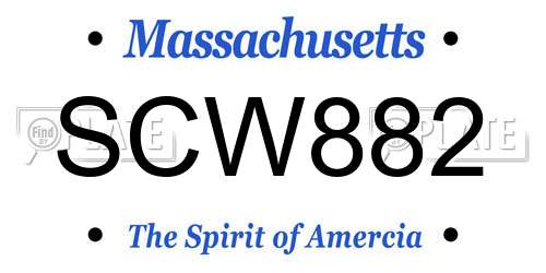 SCW882 Massachusetts License Plate