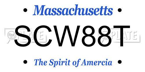 SCW88T Massachusetts License Plate