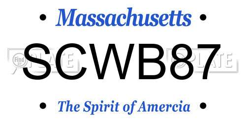 SCWB87 Massachusetts License Plate