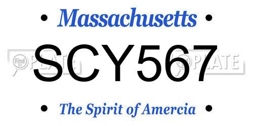 SCY567 Massachusetts License Plate