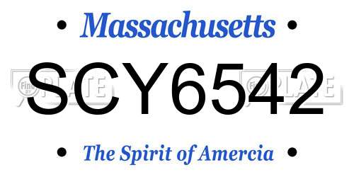 SCY6542 Massachusetts License Plate
