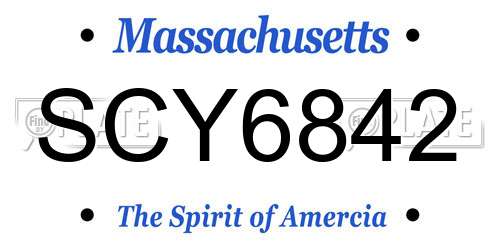 SCY6842 Massachusetts License Plate