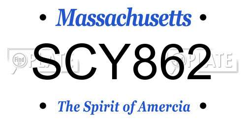 SCY862 Massachusetts License Plate