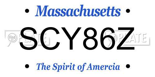 SCY86Z Massachusetts License Plate