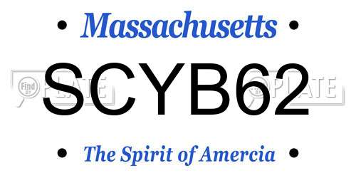 SCYB62 Massachusetts License Plate