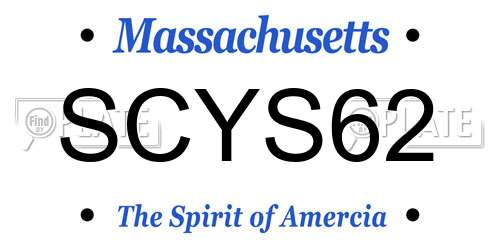 SCYS62 Massachusetts License Plate