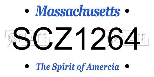 SCZ1264 Massachusetts License Plate