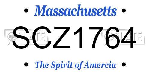 SCZ1764 Massachusetts License Plate