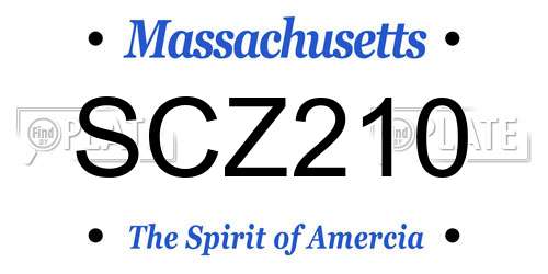 SCZ210 Massachusetts License Plate