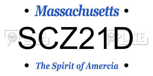 SCZ21D Massachusetts License Plate