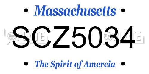 SCZ5034 Massachusetts License Plate
